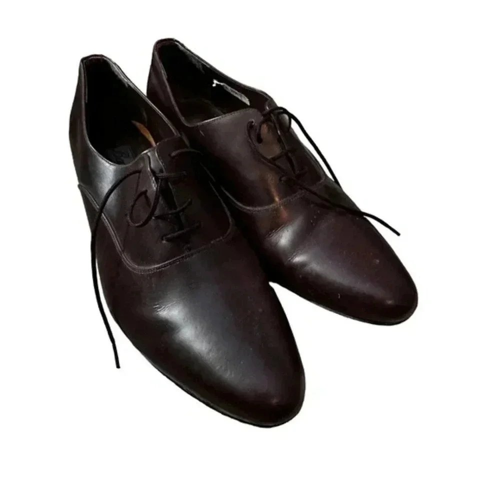 Basini Men's Burgundy Leather Upper Pointed Toe‎ Oxfords Shoes Size 12
